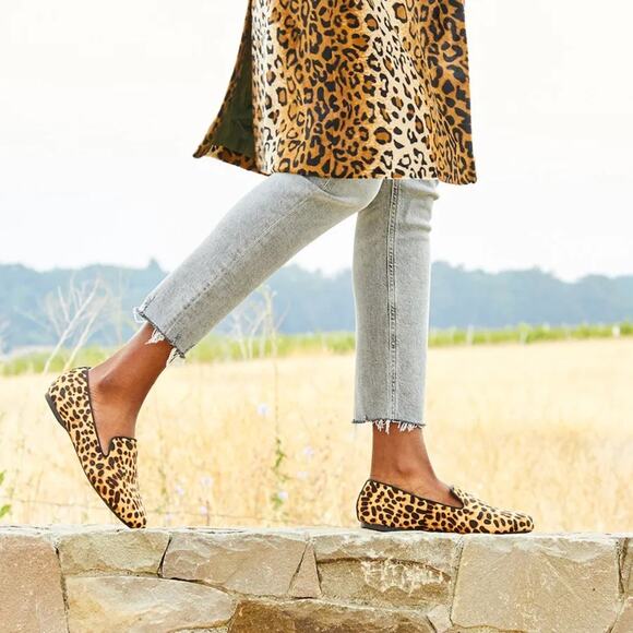 Birdies The Sterling Slip on Smoking Loafer in Cheetah Calf Hair 6.5 - Picture 2 of 10